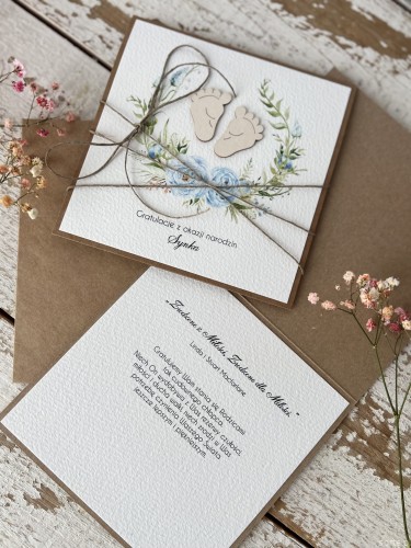 Ręcznie robiona kartka na narodziny dziecka - gratulacje z okazji narodzin synka