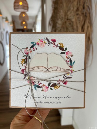 Ręcznie robiona kartka dla nauczyciela - prezent dzień nauczyciela, wychowawczyni