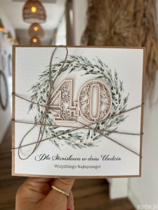 Personalizowany prezent - kartka ręcznie robiona na 40 urodziny, pomysł na prezent na czterdziestkę z personalizacją dla kobiety, mężczyzny + personalizowane najpiękniejsze życzenia urodzinowe