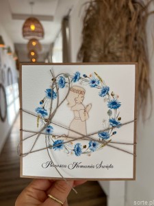 Kartka komunijna ręcznie robiona - pamiątka komunijna - pomysł na prezent na komunię