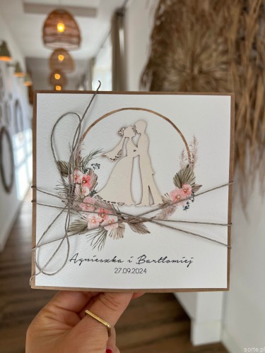 Oryginalna kartka ślubna ręcznie robiona boho Helena i Jakub