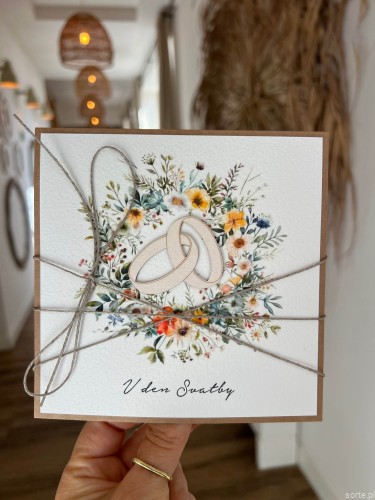 Ręcznie robiona kartka ślubna w dniu ślubu V den Svatby