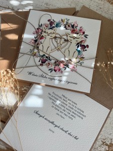 Unikatowa kartka ślubna ręcznie robiona - prezent ślubny + kartka na ślub i najpiękniejsze życzenia ślubne dla kociarzy