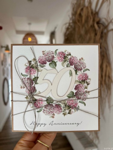 Ręcznie robiona kartka życzenia z okazji 50. rocznicy ślubu - rocznica ślubu - prezent na rocznicę ślubu Happy Wedding Anniversary