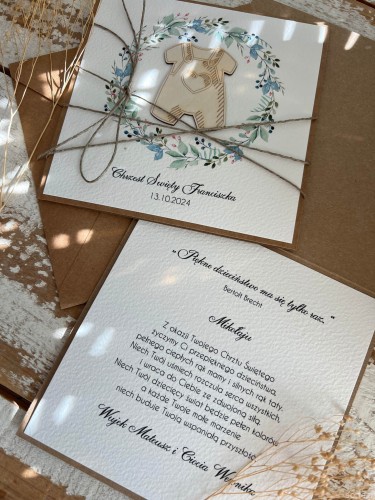 Personalizowany prezent - wyjątkowa personalizowana ręcznie robiona kartka dla chłopca na chrzest i urodziny/roczek jednocześnie + najpiękniejsze życzenia - spodenki chłopięce