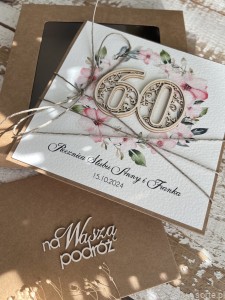 Wyjątkowa kartka ręcznie robiona z okazji 60 rocznicy ślubu z personalizacją + najpiękniejsze życzenia na rocznicę ślubu