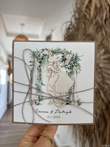 Personalizowany prezent - wyjątkowa kartka ślubna ręcznie robiona w stylu boho na ślub pomysł prezent ślubny z personalizacją + personalizowane najpiękniejsze życzenia ślubne