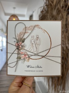 Rustykalna kartka ślubna, życzenia na ślub, idealny dodatek do prezentu ślubnego, koperta na pieniądze