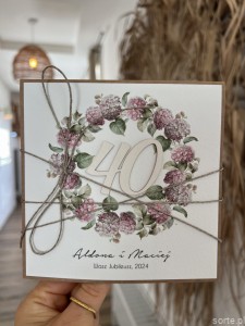 Wyjątkowa kartka ręcznie robiona z okazji 40 rocznicy ślubu z personalizacją + najpiękniejsze życzenia na rocznicę ślubu