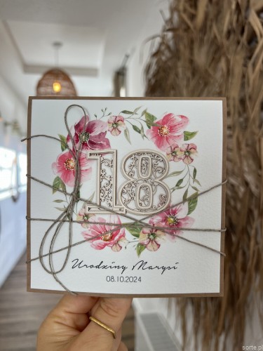 Personalizowany prezent - kartka ręcznie robiona na 18 urodziny, pomysł na prezent osiemnastka z personalizacją + personalizowane najpiękniejsze życzenia urodzinowe