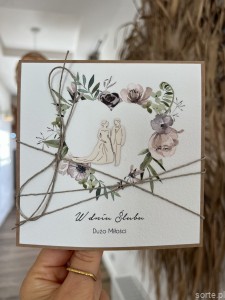 Rustykalna kartka ślubna, życzenia na ślub, idealny dodatek do prezentu ślubnego na pieniądze, koperta 