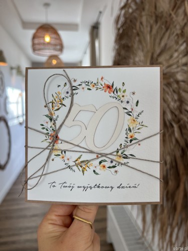 Wyjątkowy prezent kartka ręcznie robiona na 50 urodziny, pięćdziesiątkę