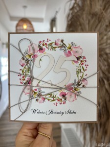 Ręcznie robiona kartka życzenia z okazji 25. rocznicy ślubu - rocznica ślubu - prezent na rocznicę ślubu