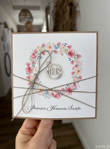 Nietypowa pamiątka komunii - Pierwsza Komunia Święta kartka + życzenia