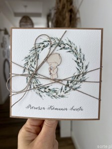 Ręcznie robiona kartka na komunię z życzeniami dla chłopca - komunijna - pamiątka komunii