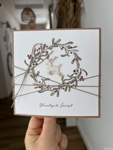 Wyjątkowa ręcznie robiona kartka świąteczna na Boże Narodzenie na piękne życzenia świąteczne - prezent