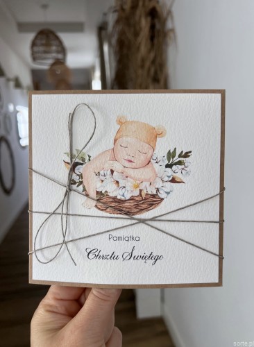 Kartka na chrzest od matki chrzestnej - ręcznie robiona piękne życzenia na chrzciny