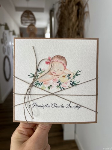 Kartka na chrzest od matki chrzestnej - ręcznie robiona piękne życzenia na chrzciny