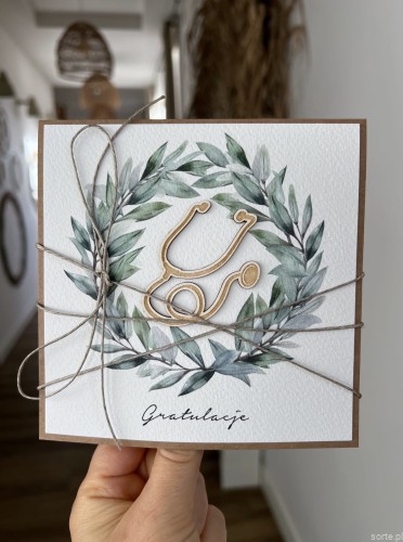 Ręcznie robiona kartka gratulacje z okazji uzyskania absolutorium obrony pracy licencjackiej, magisterskiej, doktorskiej - zakończenia studiów na życzenia