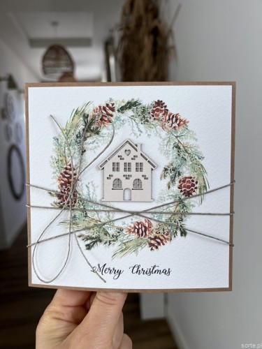 Stylowa ręcznie robiona kartka świąteczna Merry Christmas card