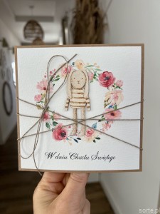 Kartka na chrzest dla dziewczynki - ręcznie robiona piękne życzenia na chrzciny