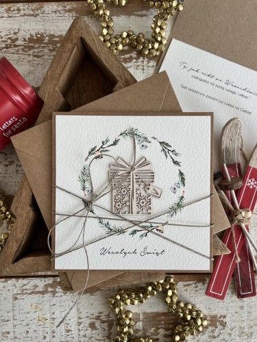 Świąteczny bon prezentowy - podarunkowy na zaproszenie - kartka na Boże Narodzenie