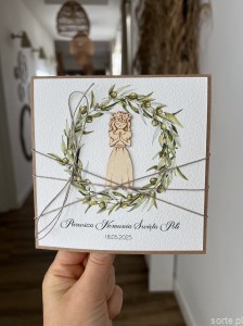 Personalizowana ręcznie robiona kartka komunijna, prezent na komunię - pamiątka komunii + najpiękniejsze życzenia dla dziewczynki, chłopca od matki chrzestnej, ojca chrzestnego, dziadków