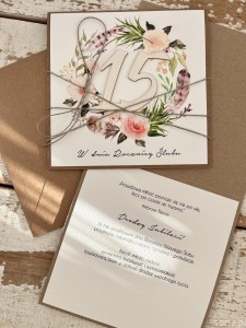 Ręcznie robiona kartka życzenia z okazji 15 rocznicy ślubu - rocznica ślubu