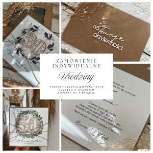 Personalizowany prezent - kartka ręcznie robiona na urodziny w pudełku, pomysł na prezent z personalizacją + personalizowane najpiękniejsze życzenia urodzinowe (18, 20, 25, 30, 40, 50, 60, 70, 80, 90, 100)