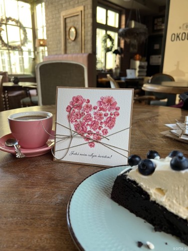 Wyjątkowa ręcznie robiona kartka prezent na walentynki, walentynkowa - walentynka z sercem z napisem Jesteś moim całym światem życzenia wyznanie walentynkowe