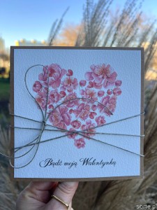 Wyjątkowa ręcznie robiona kartka prezent na walentynki, walentynkowa - walentynka z sercem