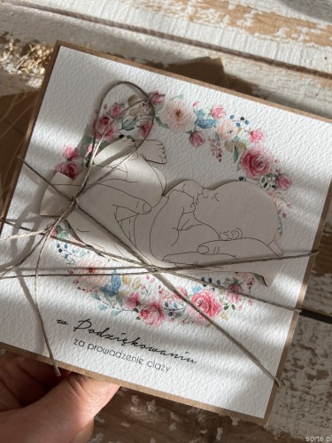 Ręcznie robiona kartka z podziękowaniem - podziękowanie za prowadzenie ciąży dla lekarza (P)