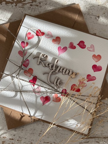 Wyjątkowa ręcznie robiona kartka prezent na walentynki, walentynkowa - walentynka z sercem Kocham Cię