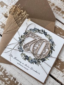 Wyjątkowa ręcznie robiona kartka na 70 urodziny, siedemdziesiątka - pomysł na prezent na siedemdziesiątkę dla mężczyzny