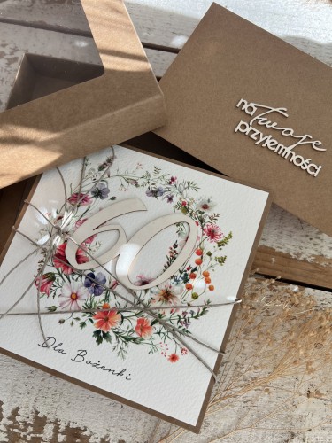 Personalizowany prezent - kartka ręcznie robiona na 60 urodziny, pomysł na prezent z personalizacją + personalizowane najpiękniejsze życzenia urodzinowe