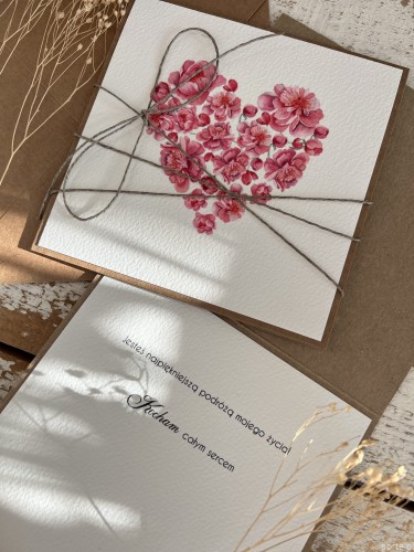 Wyjątkowa ręcznie robiona kartka prezent na walentynki, walentynkowa - walentynka z sercem (z)