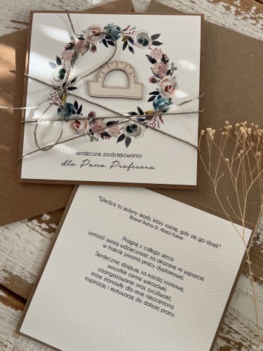 Ręcznie robiona kartka dla Pana profesora podziękowanie za pomoc w pisaniu pracy dyplomowej (z)