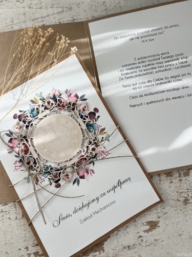 Podziękowanie za współpracę - Kartka ręcznie robiona z okazji przejścia na emeryturę - gratulacje emerytura życzenia dla emeryta, emerytki A5