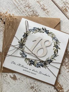 Ręcznie robiona kartka na 18 urodziny, osiemnastka - pomysł na prezent życzenia na osiemnastkę od matki chrzestnej