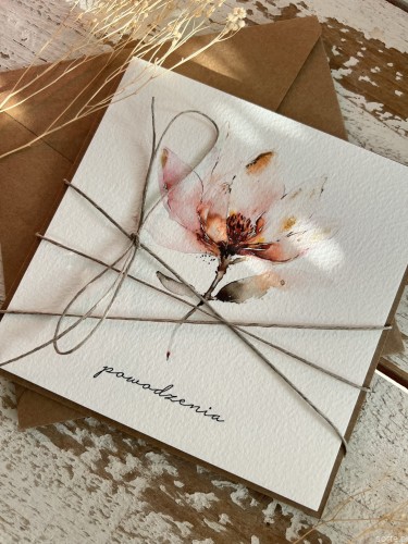 Ręcznie robiona kartka okolicznościowa - z napisem powodzenia (p)