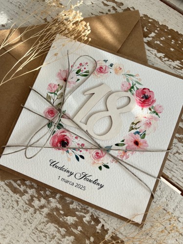 Personalizowany prezent - kartka ręcznie robiona na 18 urodziny, pomysł na prezent osiemnastka z personalizacją + personalizowane najpiękniejsze życzenia urodzinowe