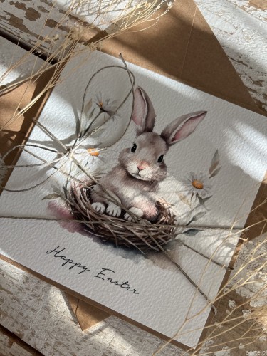 Kartka wielkanocna ręcznie robiona po angielsku Happy Easter handmade card