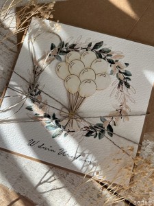 Kartka ręcznie robiona urodzinowa, na urodziny z balonami - życzenia