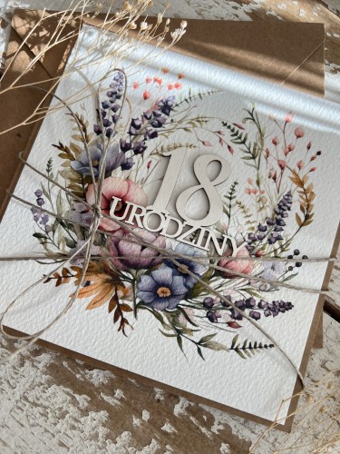 Wyjątkowa ręcznie robiona kartka na 18-ste urodziny, osiemnastka, pomysł na prezent na osiemnastkę dla córki, dziewczyny prezent od rodziców