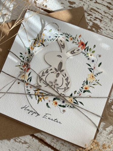 Kartka wielkanocna ręcznie robiona po angielsku Happy Easter handmade card