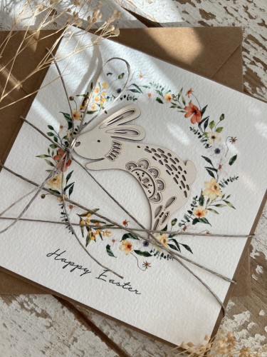 Kartka wielkanocna ręcznie robiona po angielsku Happy Easter handmade card