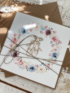 Ręcznie robiona kartka dla baletnicy - baletki, puenty