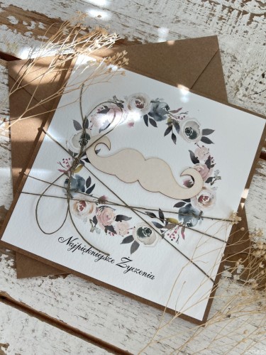 Ręcznie robiona kartka dla mężczyzny wąsy