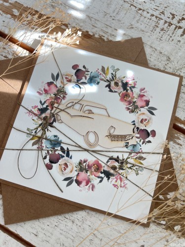 Ręcznie robiona kartka dla mężczyzny samochód