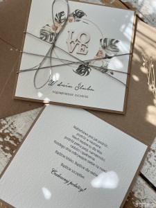 Rustykalna kartka ślubna, życzenia na ślub, idealny dodatek do prezentu ślubnego, koperta na pieniądze, LOVE